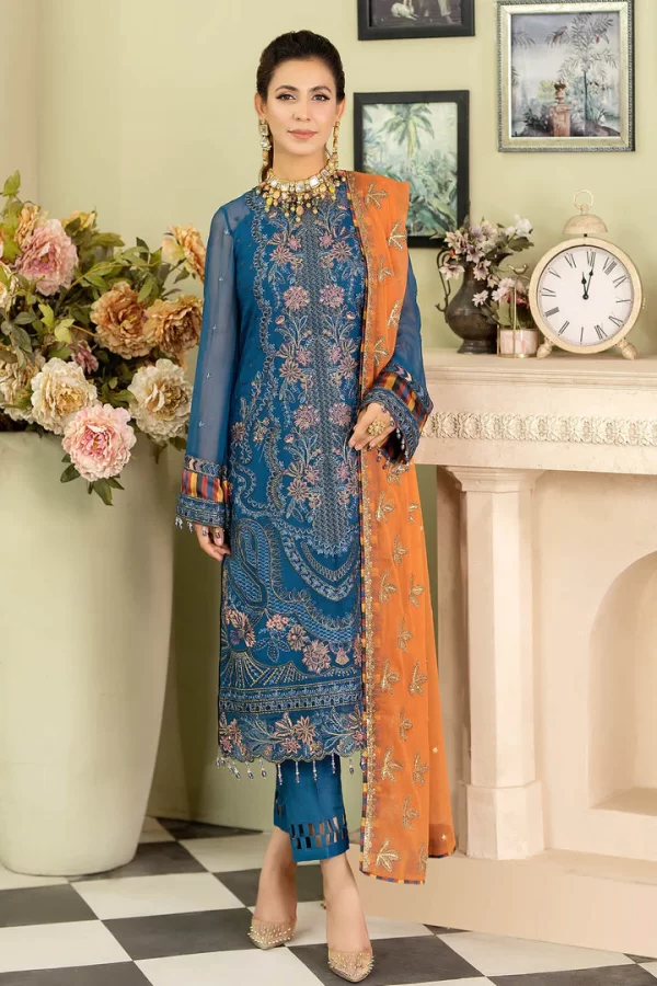 Salwar Kameez Teal Blue Embroidered Salwar Suit Dupatta